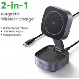 Suporte Magnético com Carregador sem Fio Ugreen Qi 25w Wireless Charger 2 em 1