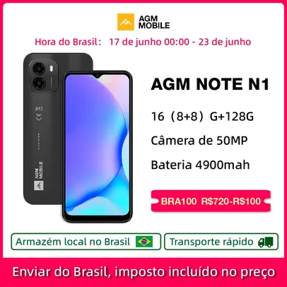 [Do Brasil] Smartphone AGM N1 128GB / 8gb 4900mAh DualSIM AGM Nota N1
