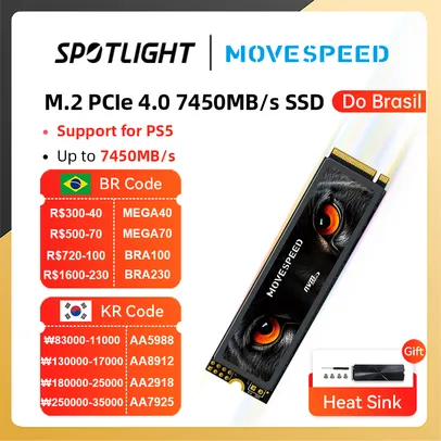 [Envio do Brasil / TAXA INCLUSA] SSD GEN 4 de 4TB 7450 MB/s NVMe PCIe4.0