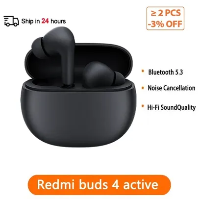 [Moedas R$67/Taxa Inclusa] MI Redmi Buds 4 Active Versão Global TWS Fone de ouvido para Chamadas Bluetooth 5.3 À Prova D 'Água