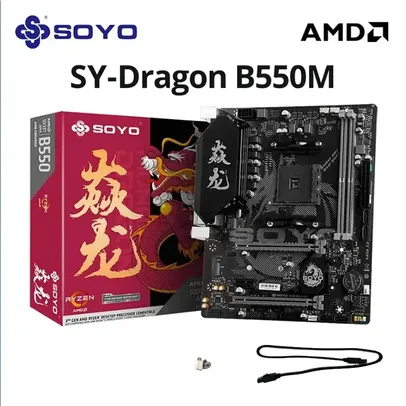[Moedas R$309/taxas inclusas/App] Placa mãe Gaming SOYO AMD B550M, USB 3.1, M.2 Nvme, Sata3, DDR4, Dual Channel