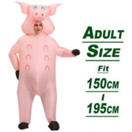 Fantasia Inflável de Porco Rosa para Adultos