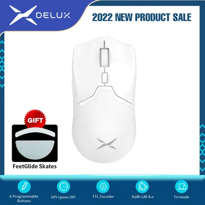 [TAXA INCLUSA + MOEDAS R$80] Delux M800 PRO PixArt PAW3370 Mouse Gamer Wireless Bluetooth 2.4ghz