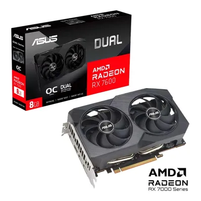 Placa de Vídeo RX7600 ASUS AMD Dual Radeon, 8GB GDDR6 - 90YV0IH2-M0NA00