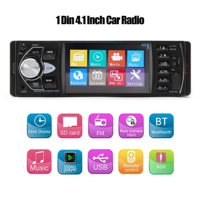 Rádio Automóvel 1 Din Autoradio 4022D Bluetooth4.1 " Suporte De Tela Câmera De Visão Traseira Volante