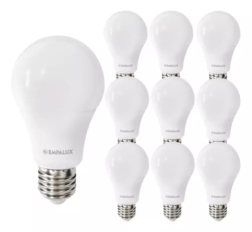 (R$ 1,98 cada) Lâmpada led Empalux Bulbo LED 9 W Bulbo cor branco-frio 6500K com 10 unidades