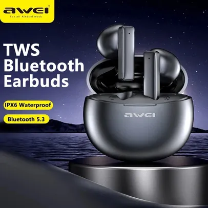 [MOEDAS R$33,60][Tx Inclusa] Awei T87 TWS Fone Sem Fio Bluetooth 5.3 Fones De Ouvido, À Prova D' Água Esporte Fones De Ouvido, Toque Controle