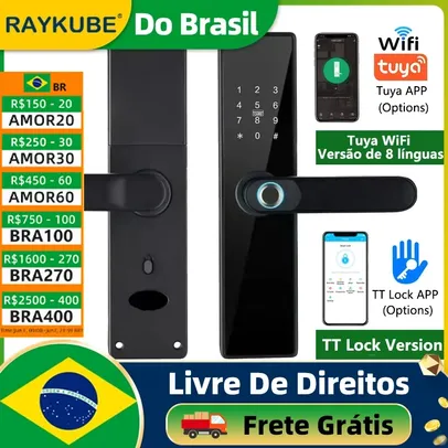 [Do Brasil] Fechadura Eletrônica Inteligente RAYKUBE H4 tuya