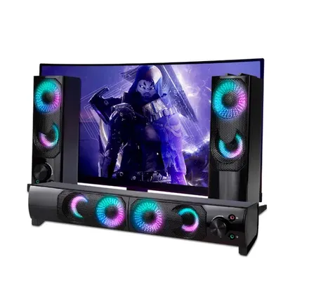 Caixa De Som Subwoofer Soundbar Portátil LED Para Tv Smart Computador Notebook Pc Gamer Celular Usb