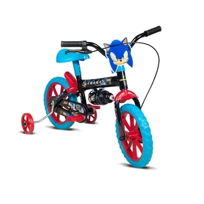 Verden Bicicleta Infantil Sonic Aro 12 Preta e Azul com rodinhas e garrafinha