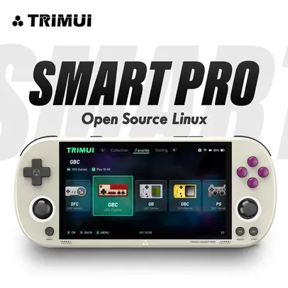 [Moedas] Trimui Smart Pro Handheld Game Console, Console de Video Game Retro, 4.96''