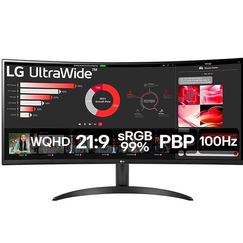 Monitor Gamer LG 34'' UltraWide WQHD 100Hz 5ms HDMI IPS HDR10 Freesync - 34WR50QC-B