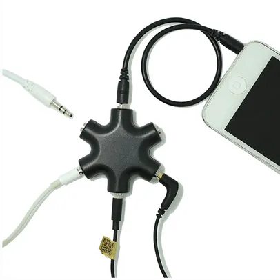 Splitter de audio stereo, 3,5mm 6 em 1