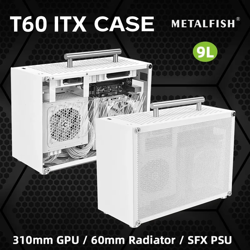 [Taxa Inclusa/Moedas - R$ 155] Gabinete Mini ITX Metalfish T60W Mesh + Cabo Extensor PCIe 3.0