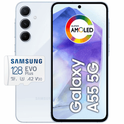 [ESTUDANTES] Smartphone Samsung Galaxy A55 5G 128GB 8GB RAM Tela 6.6 + Cartão de Memória EVO Plus 128GB