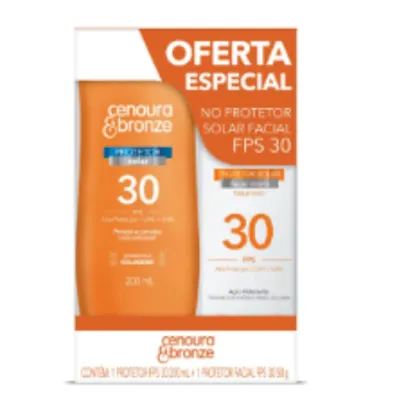 Protetor Solar Corporal 200ml e Facial 50g FPS 30 Cenoura e Bronze.