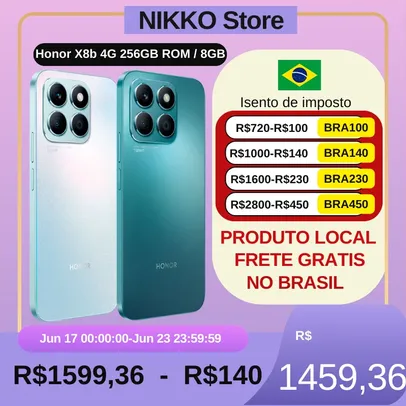 (Do Brasil) Honor X8b 4G 256GB ROM / 8GB RAM Smartphone 4G , Processador Snapdragon 680