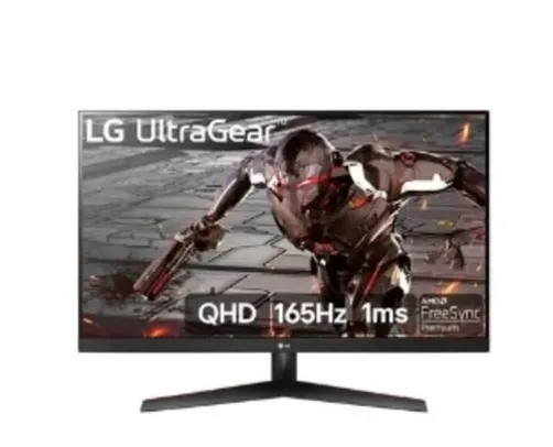 Monitor Gamer LG UltraGear 32", 165Hz, QHD, 1ms, DisplayPort e HDMI, 95% sRGB, FreeSync Premium, HDR 10, VESA, Preto - 32GN600-B