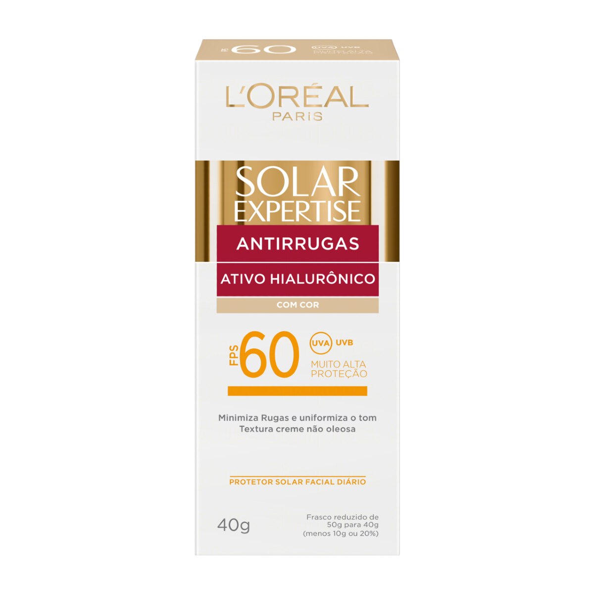 Protetor Solar L'Oreal Expertise Antirrugas com Cor FPS60 40g