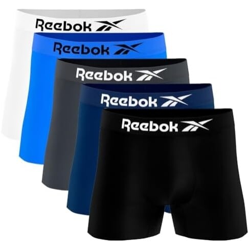 Kit 5 Cuecas Boxer Reebok Masculinas Microfibra Adulto Box Sem Costura Sortidas
