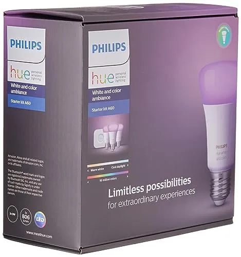 Philips Hue White & Color Ambiance 9w A60 E27 Starter Kit 110v - 3 Lâmpadas + Hub