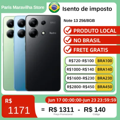 [App/ Do Brasil] Xiaomi Redmi Note 13 6GB 128GB