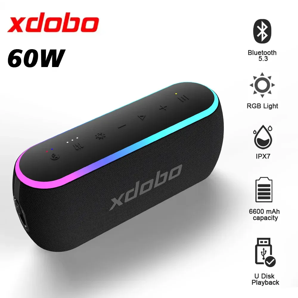 [Taxa Inclusa/Moedas - R$ 172] Caixa de Som Bluetooth 5.3 XDOBO-X8 III RGB 360º Certificação IPX7, Bateria 6600mah 60w