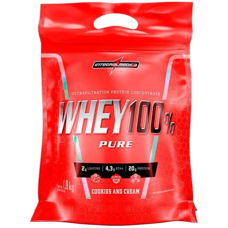Whey 100% Integralmédica Pure Cookies and Cream - 1,8 kg Pouch