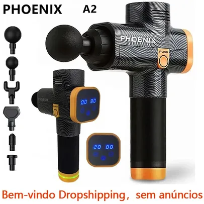 Saindo por R$ 221: Phoenix-A2 Massage Gun - LCD-4 Heads Black | Pelando