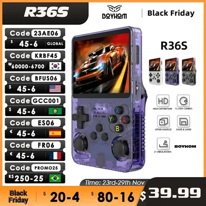 R36S Retro Handheld Video Game portátil