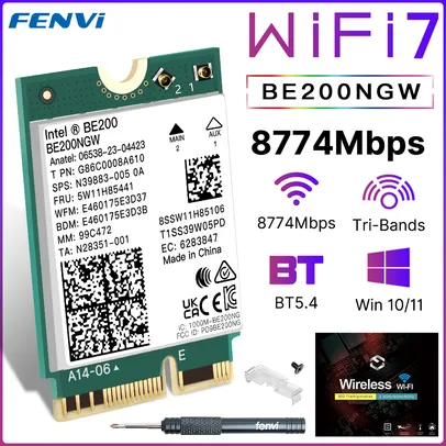 [App/Moedas/Taxa Inclusa]Fenvi Wifi 7 BE200NGW Bluetooth 5.4 Tri Band