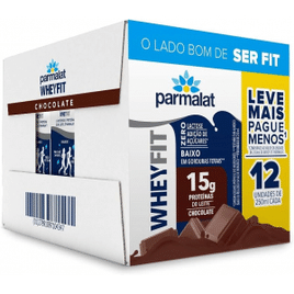 Pack Bebida Láctea Parmalat WheyFit Chocolate 15g de Proteína 250 Ml - 12 Unidades