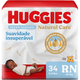 Fralda Huggies Premium Natural Care RN 34 Unidades