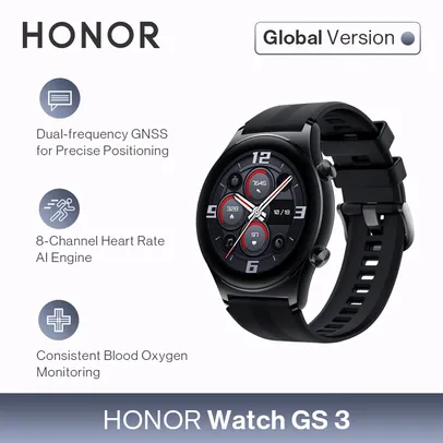 [App/ Moedas 🔥R$276,64] Smartwatch HONOR GS3, GPS, 4GB ROM, Proteção 5ATM
