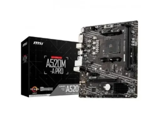 Placa Mãe MSI A520M-A PRO, AMD AM4, mATX, DDR4