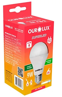 Lampada LED Bulbo OUROLUX, Branca, 9W, Bivolt, Base E27