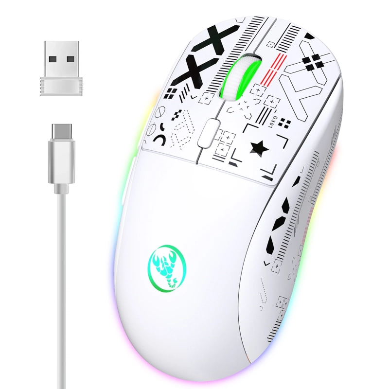 Mouse Gamer Sem Fio RGB Hxsj 2.4G 3600DPI T90