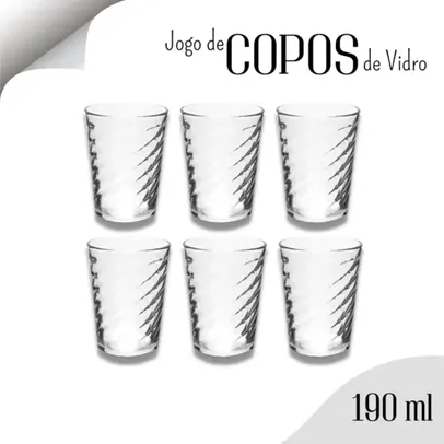 [BR/ Moedas R$6,54] Jogo De Copos De Vidro 190 Ml Kit C/06