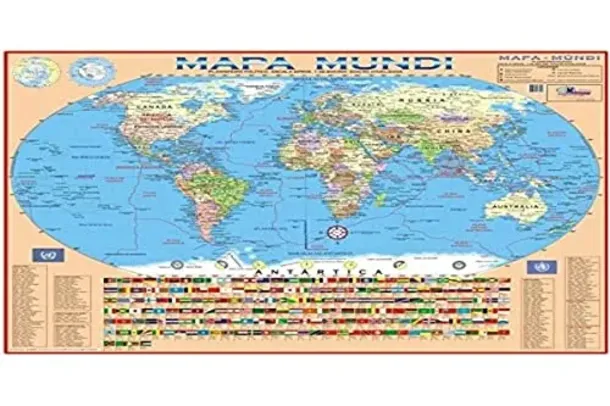 (Prime) Mapa Escolar Mundi Politico 120x90 cm x 1 Unidade