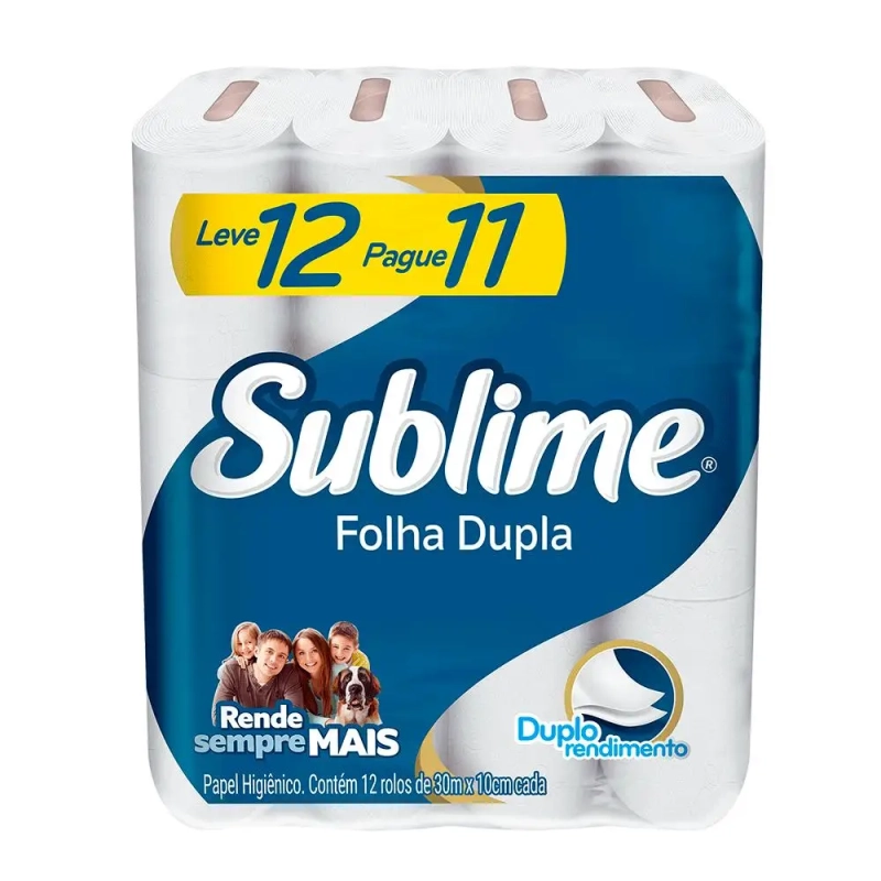 Papel Higienico Folha Dupla Sublime Softys - 12 Rolos