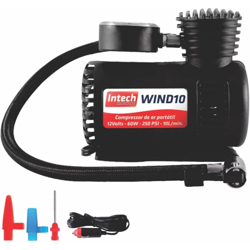 Compressor de Ar Direto Portátil Automototivo Wind10 12V 60W Intech Machine