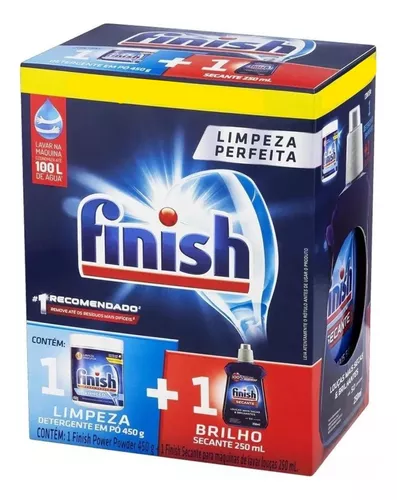 Finish Kit 2 En 1 Detergente Em Pó Para Máquina De Lavar Louças 450g E Secante 250ml
