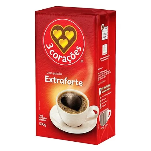 [REC, +por -, R$13,50]3 Corações Café Torrado e Moído Extra Forte, 500g vácuo
