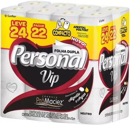 7 pacotes Papel Higiênico Vip Leve 24 E Pague 22 Personal