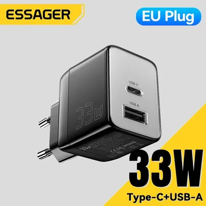 Essager GaN USB C Carregador Rápido, PD, QC 3.0 33W