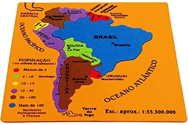 [+Por- R$5 ] GNA Mapa Da América Do Sul em EVA, Evamax, 19 Peças, 5 mm, 5704