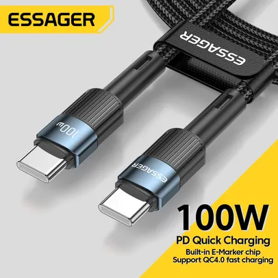 [Combo] Cabo USB tipo C 100W Essager - 2 Metros