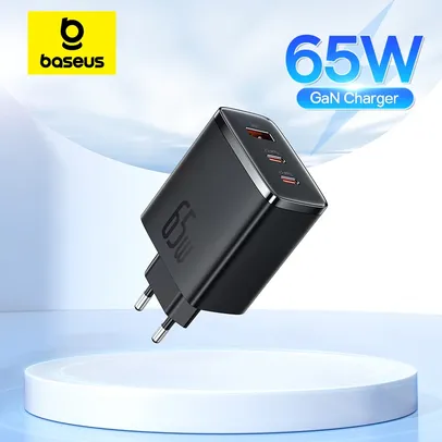 Baseus Carregador portátil de GaN, 65W, Tipo C, USB e PD 3.1