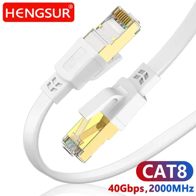 [IMPOSTO INCLUSO/APP] Cabo Ethernet Weisuda Cat 8, 40Gbps, 2000MHz (Black-CAT 8 Flat)