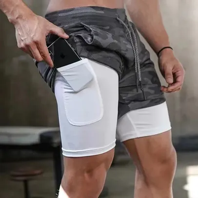 [Imposto Incluso] Shorts leves de corrida com bolsos liner para homens